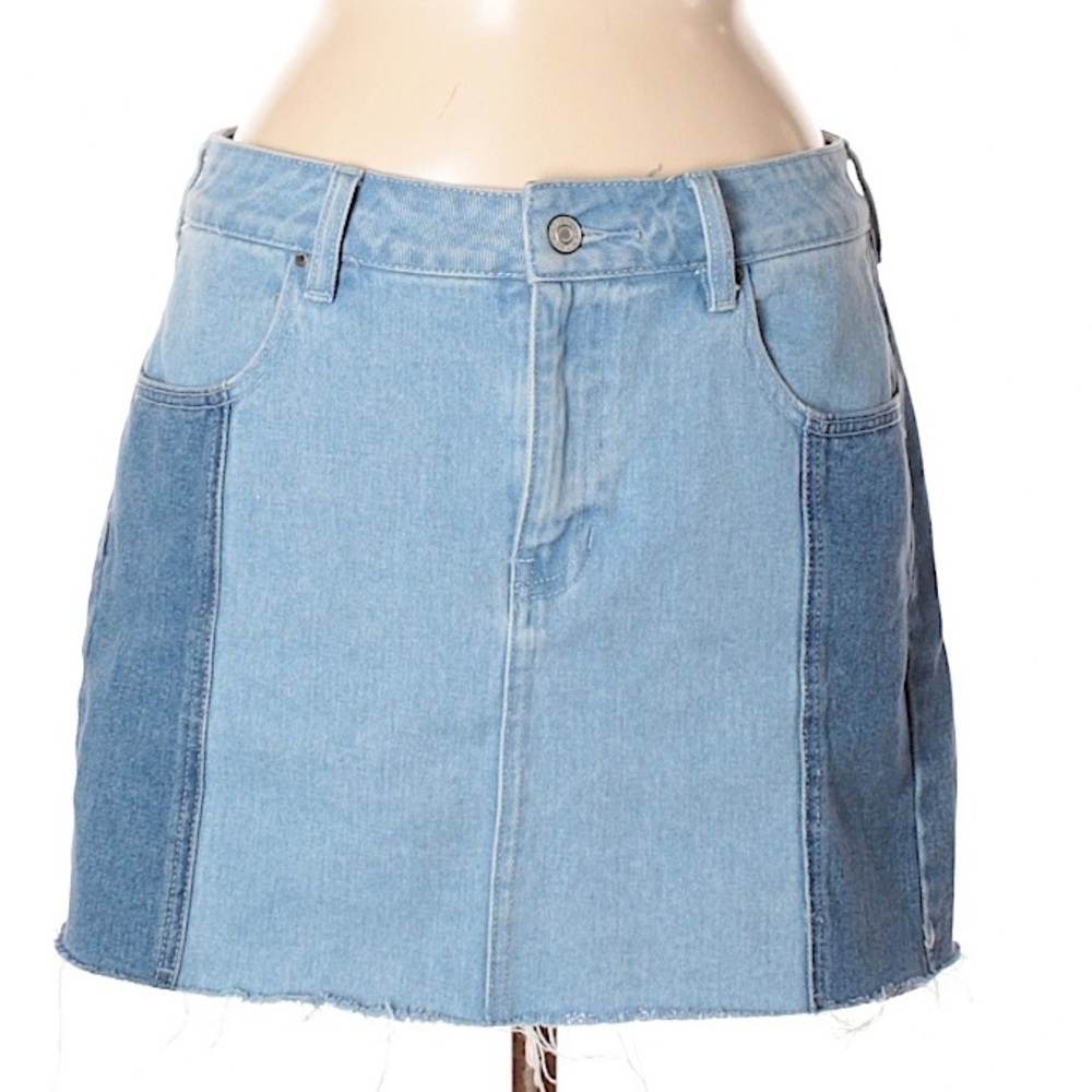Pacsun denim two tone mini skirt